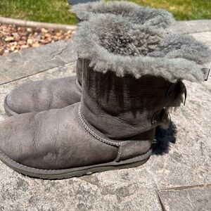 UGG Kids Gray Sheepskin Booties